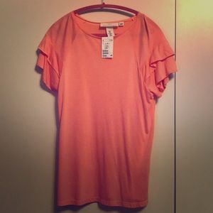 NWT H&M Coral Top Ruffle Sleeves